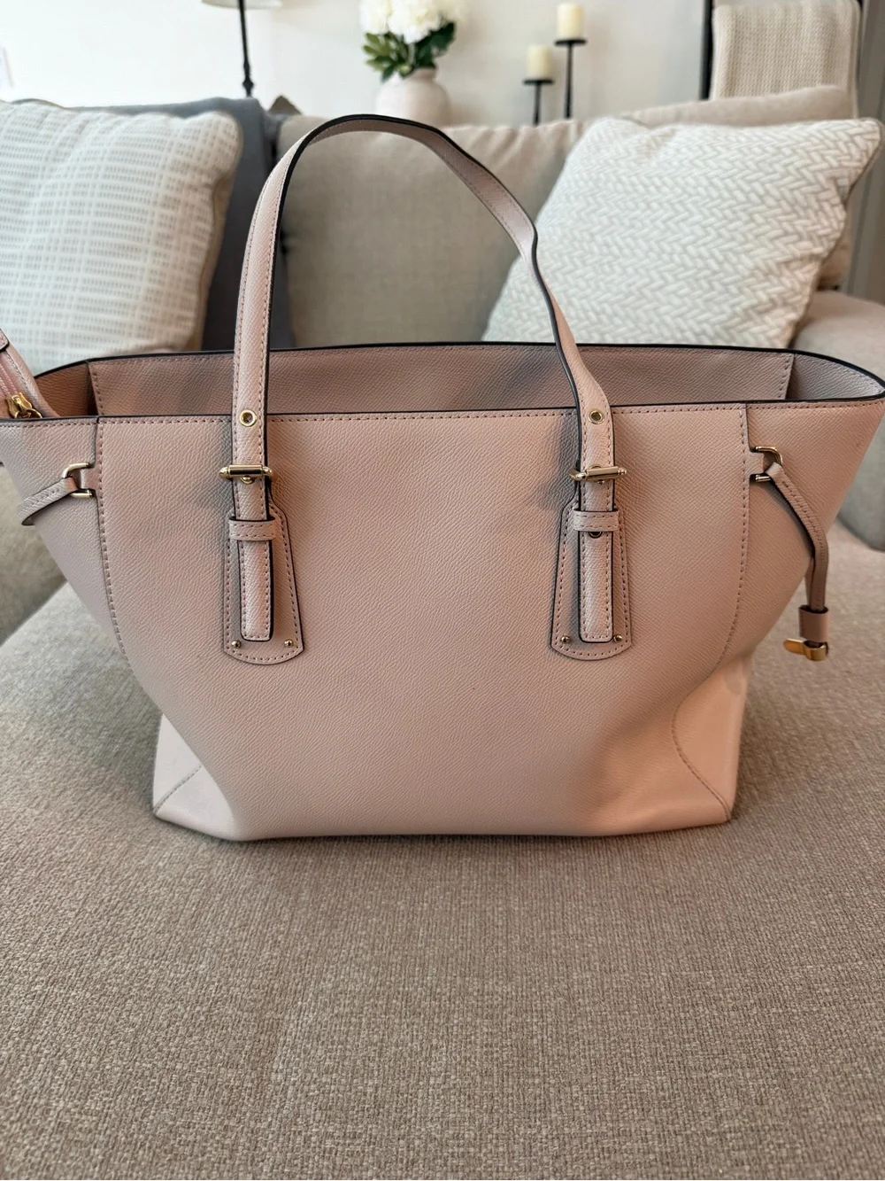 Michael Kors Blush Saffiano Leather Tote with Gold Accents